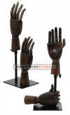 Jointed female hand in dark wood with base