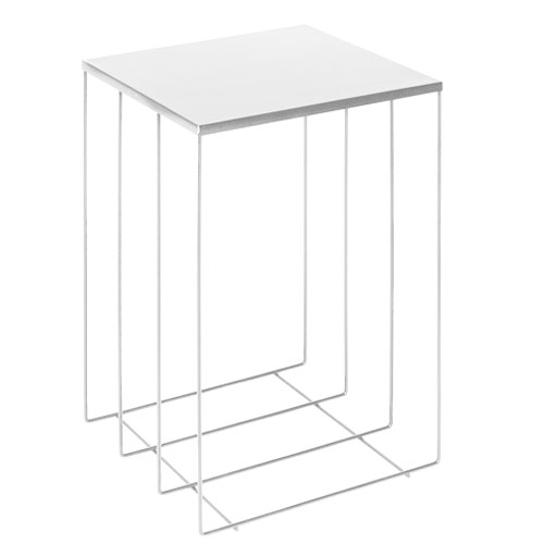 Cube table in white painted iron wire - 80 cm