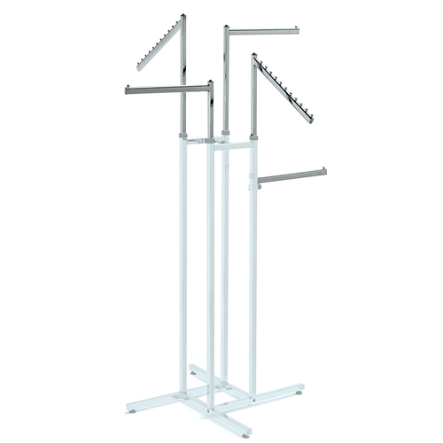 White square tube floor lamp with 4 chrome arms