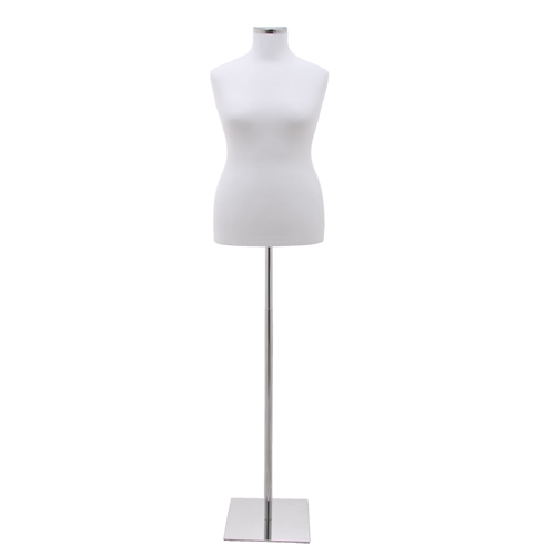 Busto donna sartoriale taglia comoda bianco con base inox cromata