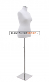 Busto donna sartoriale taglia comoda bianco con base inox cromata