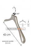 Gruccia legno capospalla cm.42 x cm.3,5 - Silver