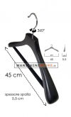 Wooden coat hanger with velvet trouser bar 45 x 5 cm - pickled black