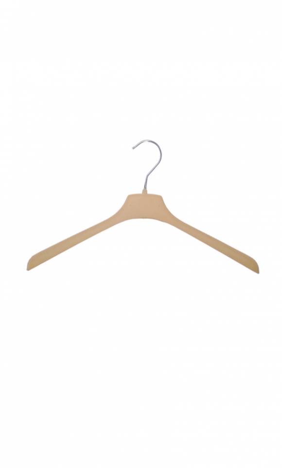 Plastic coat hanger 38 x 2,5 cm. - cream velvet