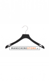 Wooden hanger cm.38,5 x cm.1 with shoulder notches - pickled black