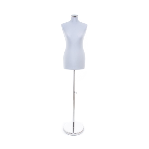 Busto donna in tessuto Grigio Perlato con base cromata