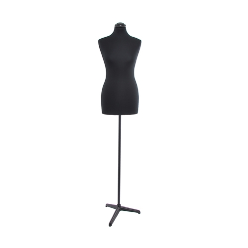 Busto donna tessuto nero con base treppiede nera