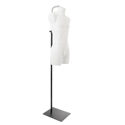 Male torso bust with base with neck attachment - white