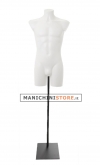 Male torso bust with base with neck attachment - white