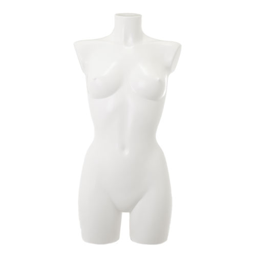 Female torso bust in white plastic