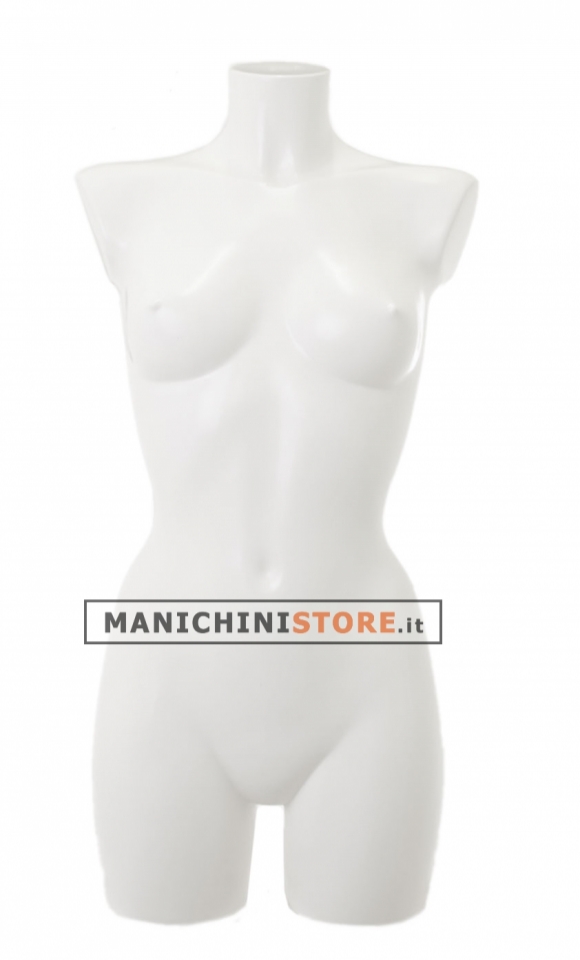 Female torso bust in white plastic