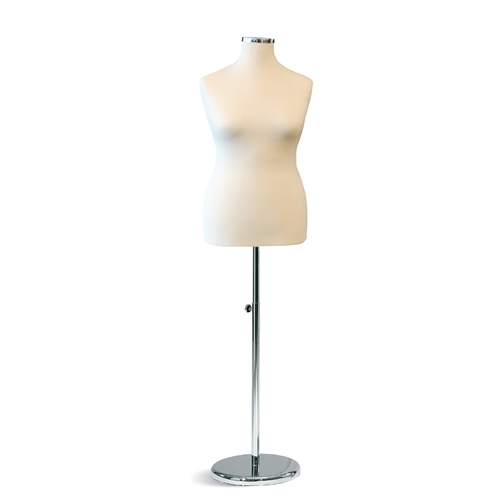 Busto donna sartoriale taglia comoda con base cromata - Avorio