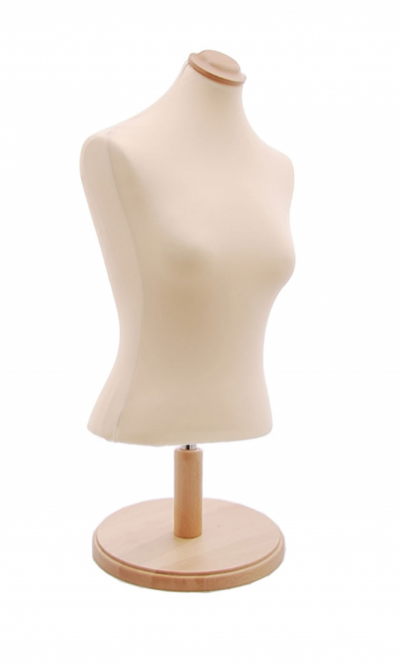 Female counter bust in beige fabric