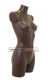 Female torso bust in brown plastic