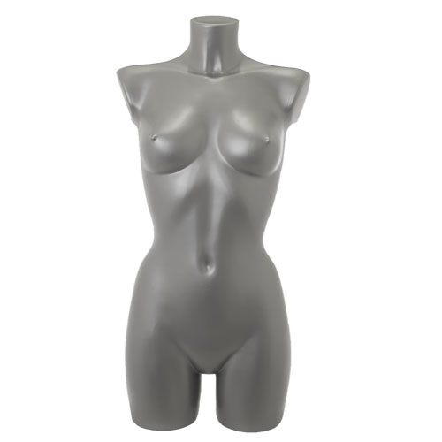 Female torso bust in grey plastic