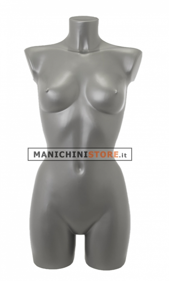 Female torso bust in grey plastic