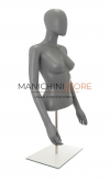 Busto donna grigio con testa, braccia e base da banco 