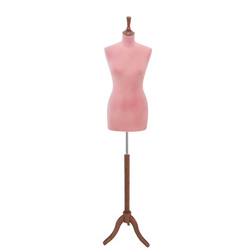 Busto sartoriale donna vellutato rosa treppiede noce