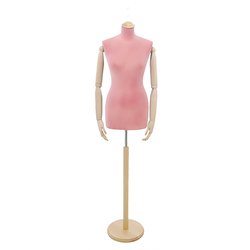 Female tailor bust in pink velvet with ash tree arms