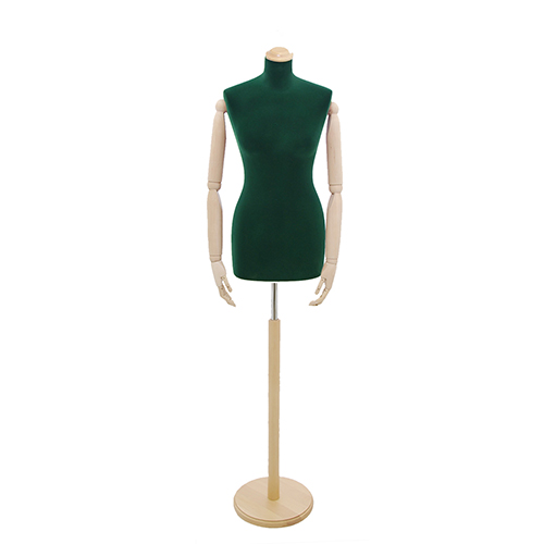 Female tailor bust in green velvet with ash tree arms