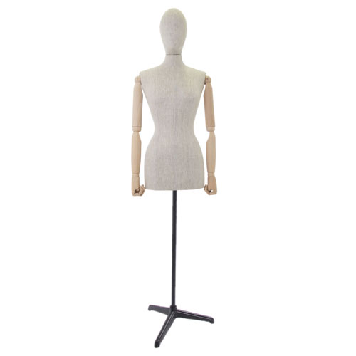 Busto donna in lino con braccia legno