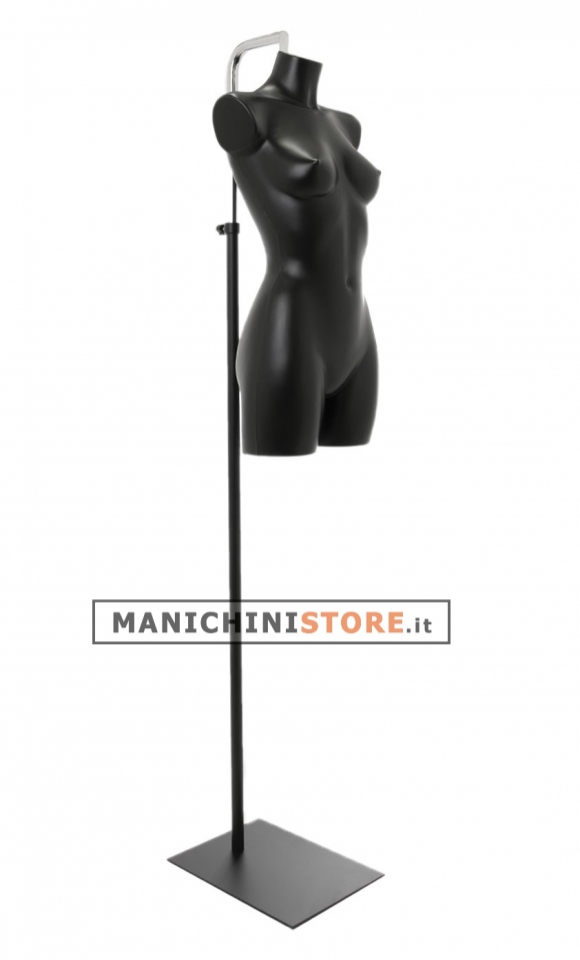 Female torso bust with base with neck attachment - black