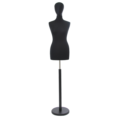 Busto donna total black con testa e base tonda