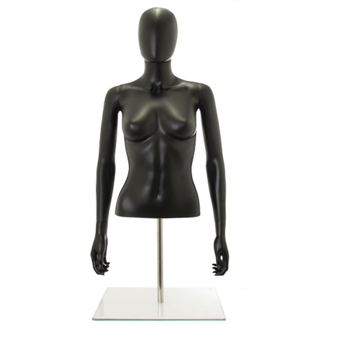 Black female bust with head, arms and counter base