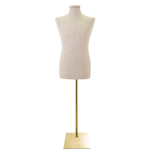 Male linen bust with golden rectangular base