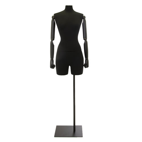 Busto donna black lycra con braccia legno e mezza gamba