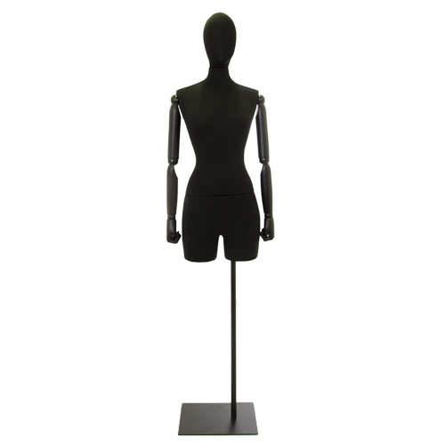 Black lycra female bust with wooden arms and half leg