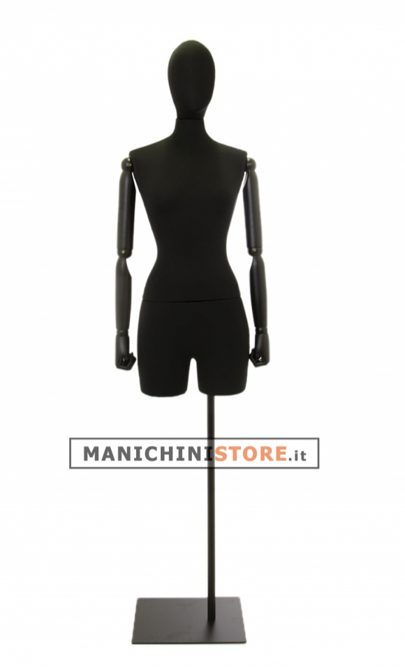 Busto donna black lycra con braccia legno e mezza gamba