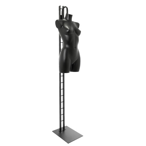 Female torso bust with ladder base with neck attachment - black