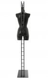 Female torso bust with ladder base with neck attachment - black