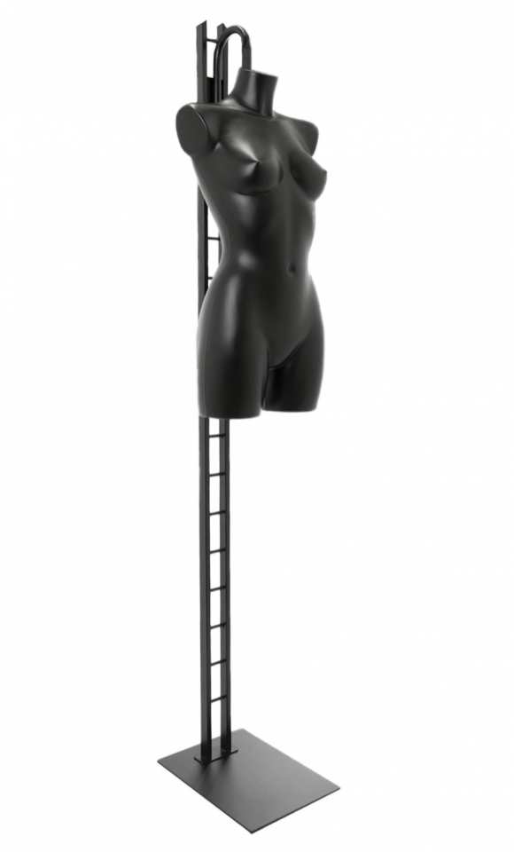 Female torso bust with ladder base with neck attachment - black