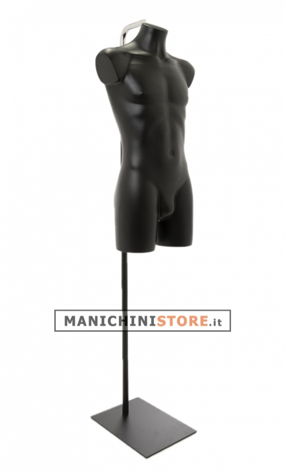 Male torso bust with base with neck attachment - black