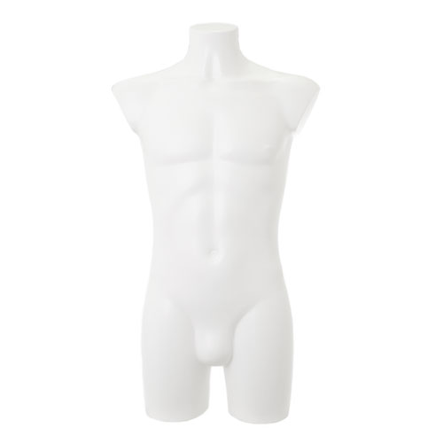 Male torso bust in white plastic