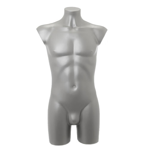 Male torso bust in grey plastic