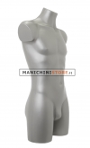 Male torso bust in grey plastic