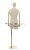 Linen male bust with half leg, wooden arms and golden base