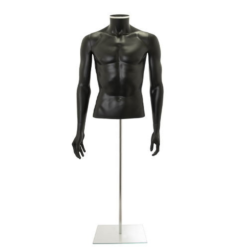 Busto uomo nero con braccia e base