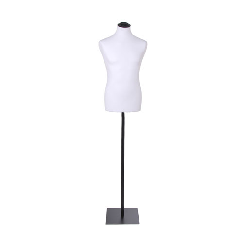 Male bust in white fabric with black square base