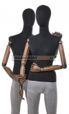 Black fabric female mannequin with wooden arms