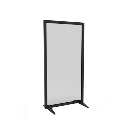 Floor protective partition glass shield barrier - black