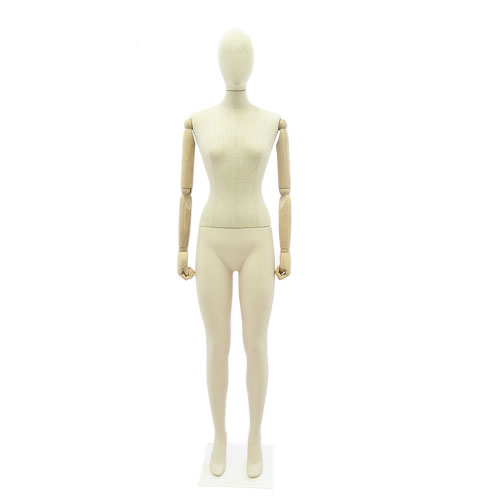 Female mannequin Plastic Linen with wooden arms