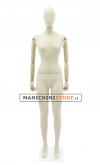 Female mannequin Plastic Linen with wooden arms