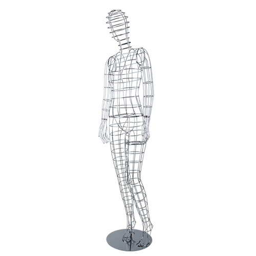 Woman mannequin in chromed wire