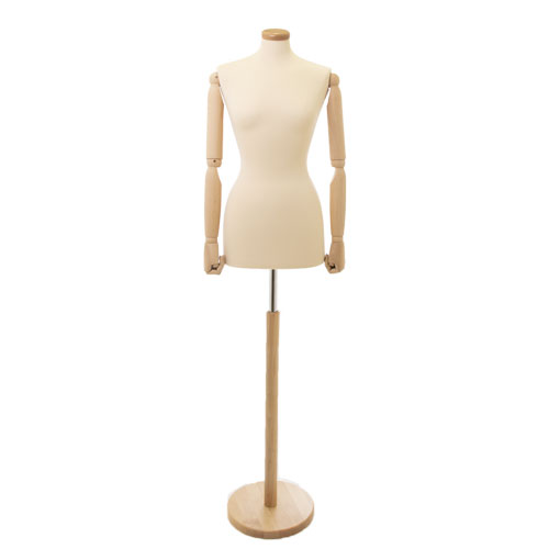 Busto donna lycra avorio con braccia legno