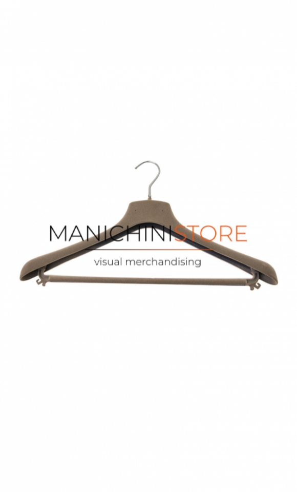 Hanger 42 x 3,5 cm with trouser bar - light brown velvet