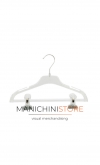 Plastic coat hanger with fins and trouser bar with clips 33 cm - transparent crystal